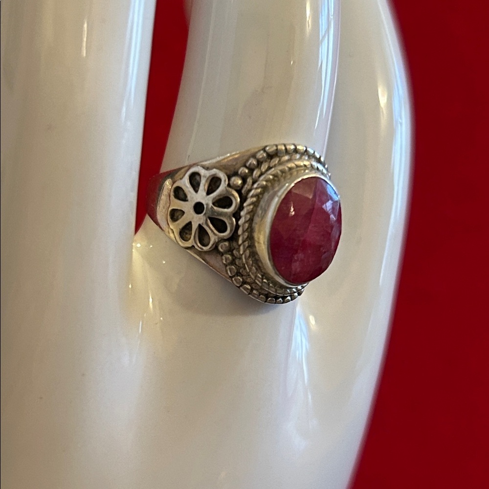 Sterling Silver Ruby Ring - image 3